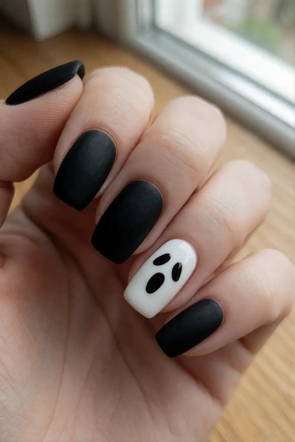 Matte Ghost Face Accent Nails