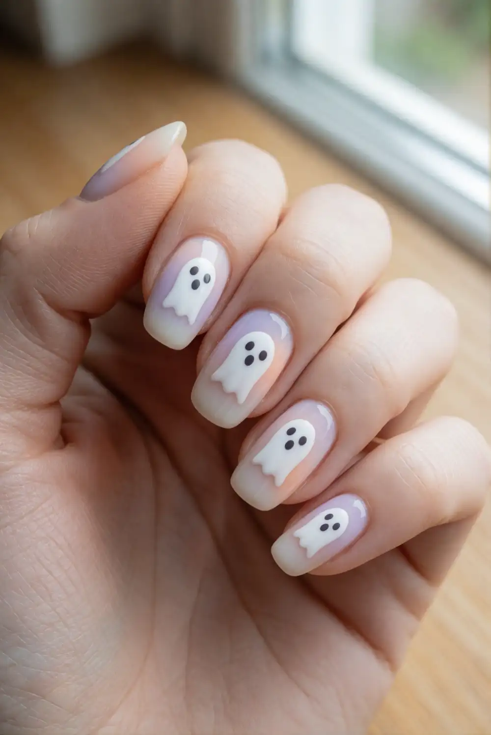 Milky Ghost Silhouette Nails