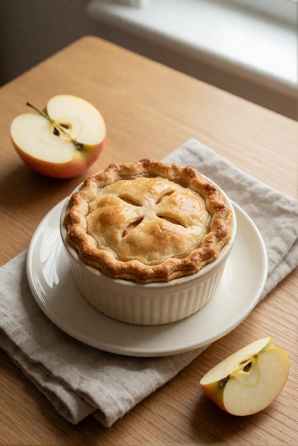 Mini Apple Pie in a Cream Ramekin