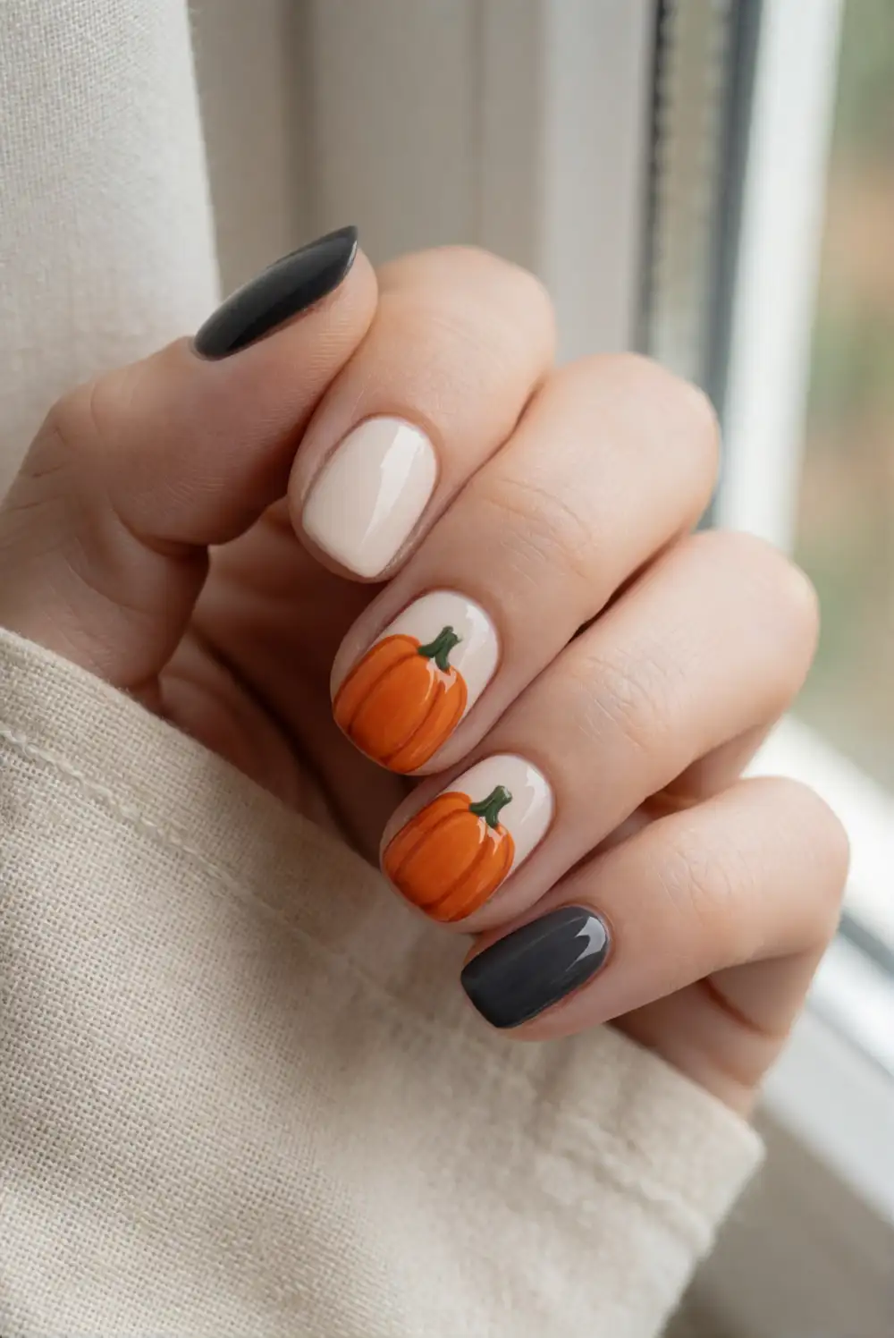 Mini Pumpkin Accent Nails