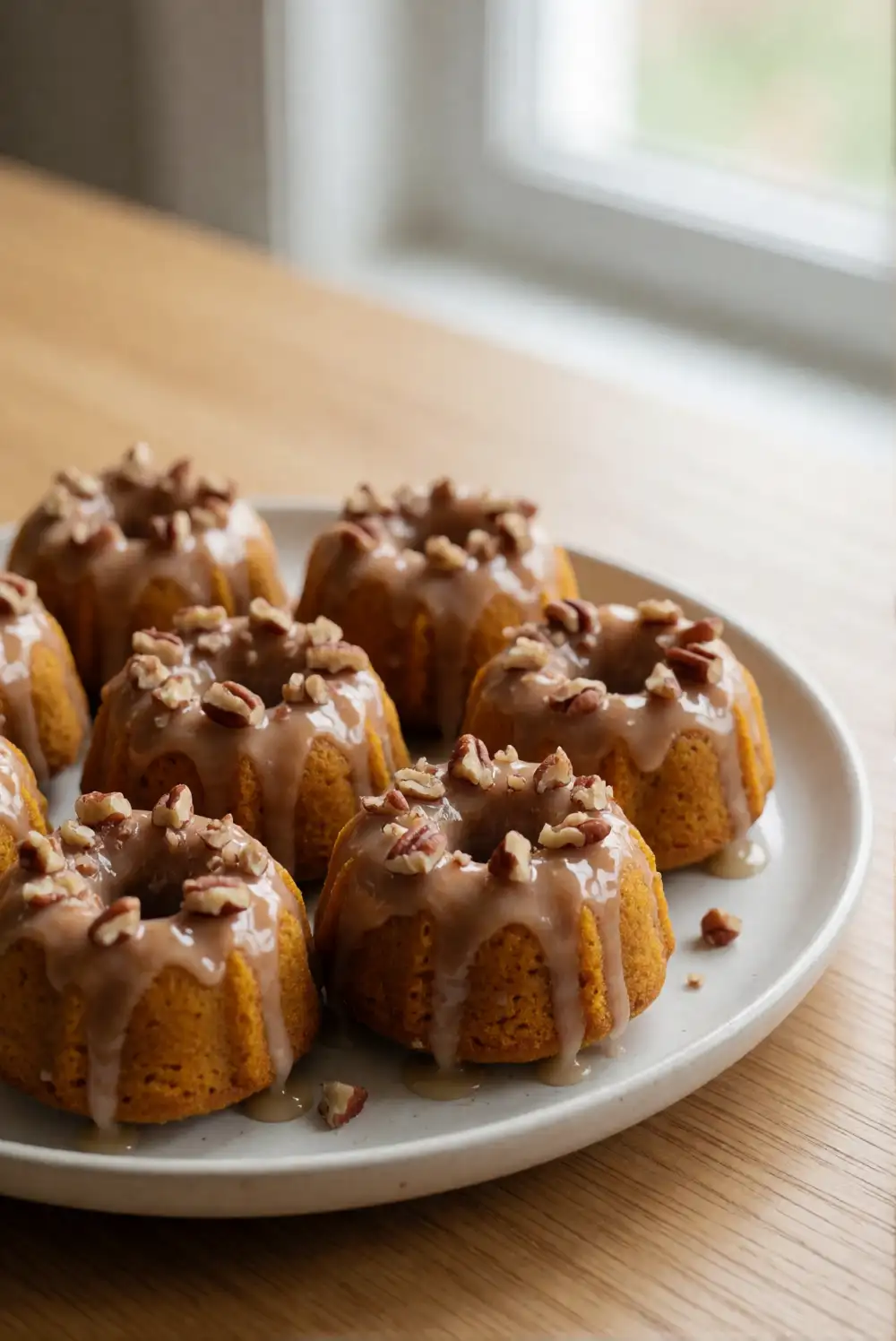 Mini Pumpkin Bundt Cakes with Maple Glaze