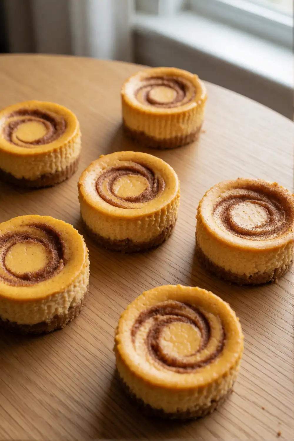 Mini Pumpkin Cheesecake Bites with Cinnamon Swirls