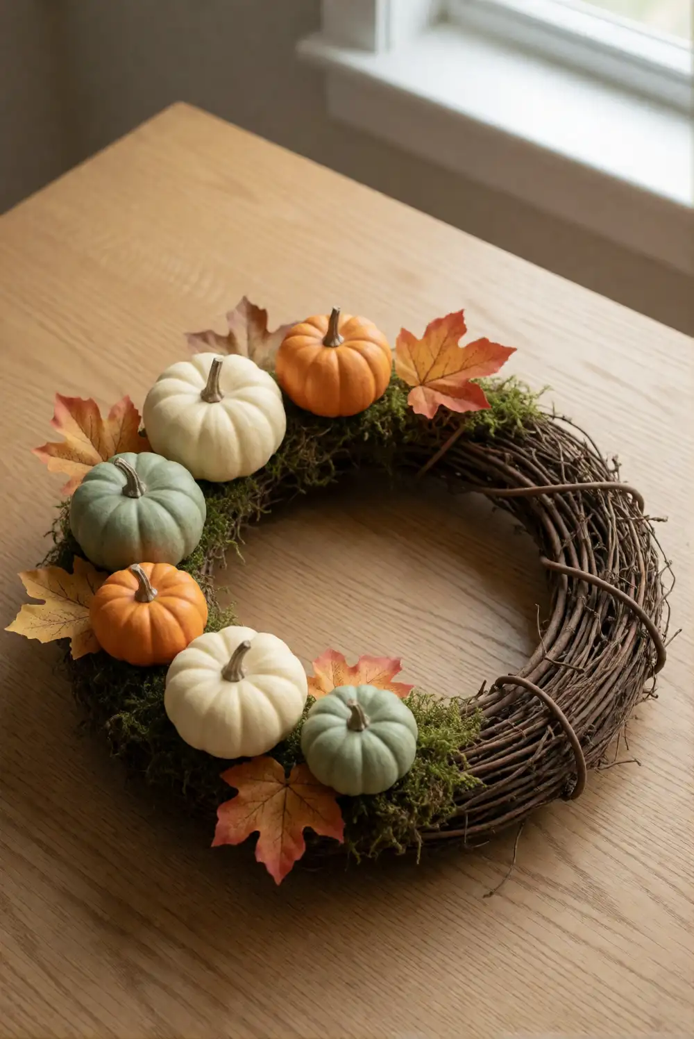 Mini Pumpkin Grapevine Wreath