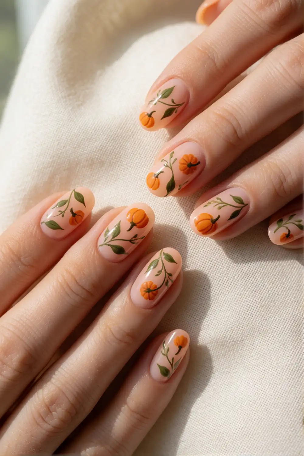 Mini Pumpkin Vine Manicure