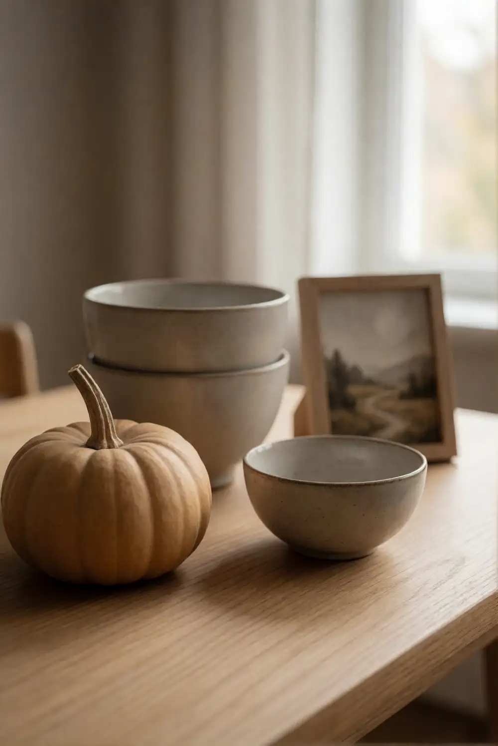 Mini Pumpkins Styled on Open Shelves