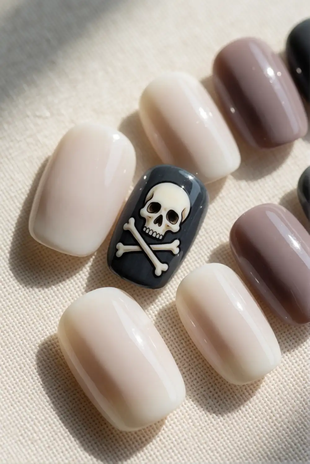 Mini Skull and Bone Accent Nails