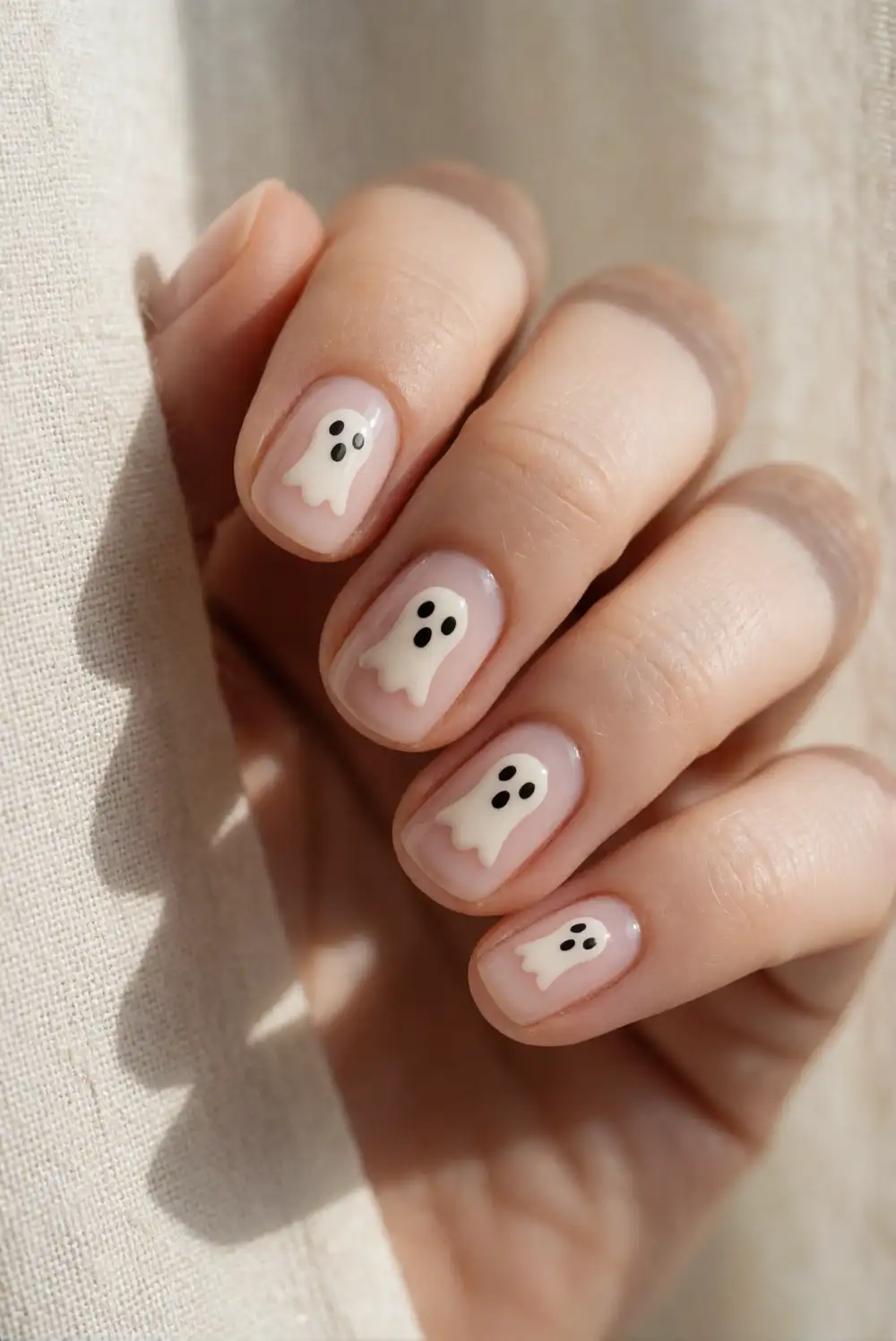 Minimal Ghost Face Nails For Short Nails