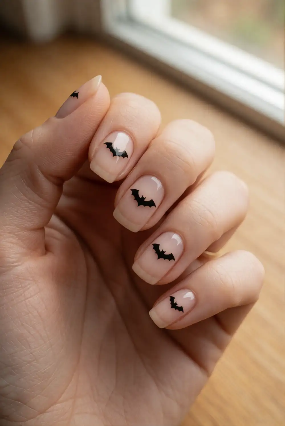 Minimalist Bat Silhouette Nails