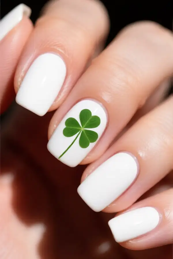 Minimalist Shamrock Nail Art