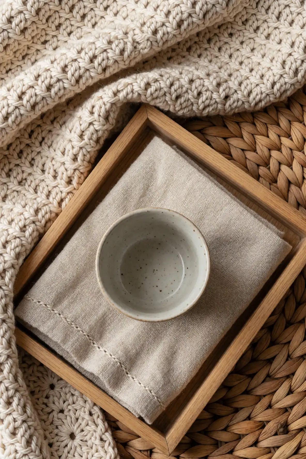 Mixing Crochet With Linen and Wood