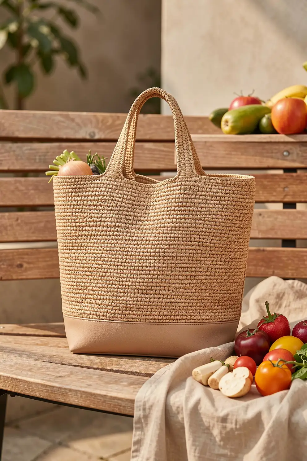 Modern Market Tote With Woven Texture
