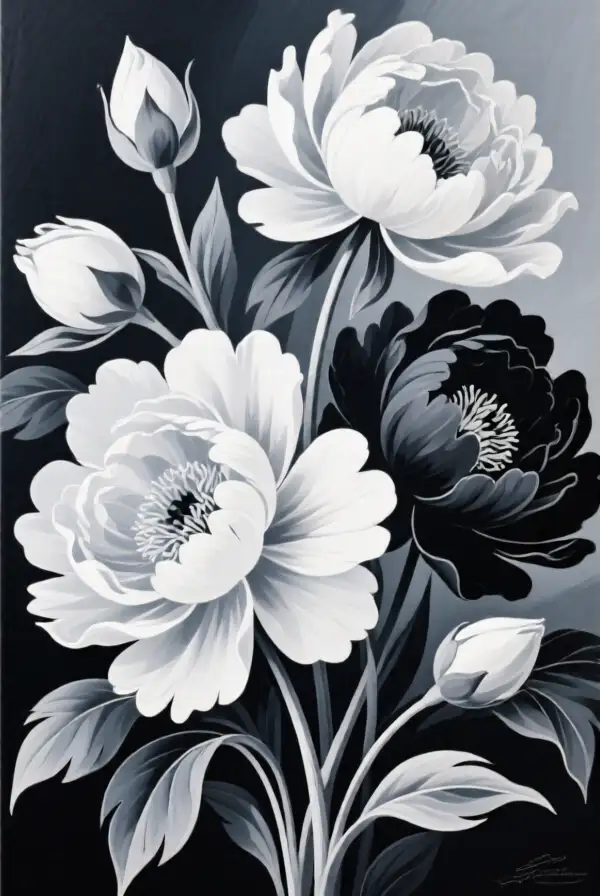 5. Monochromatic Floral Art