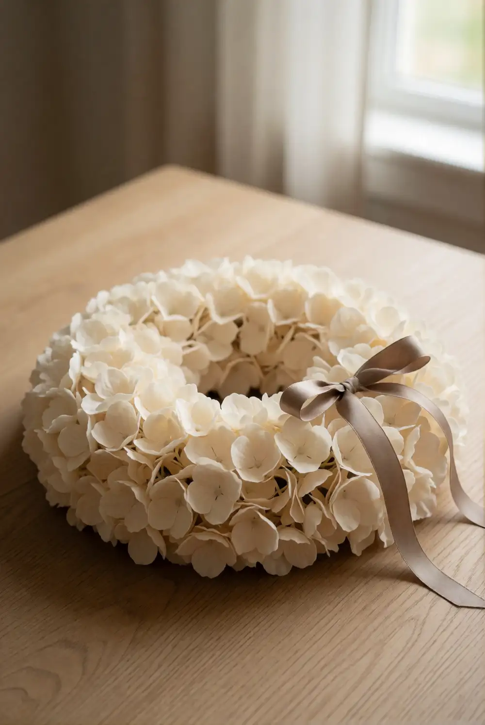 Monochrome Cream Hydrangea Wreath
