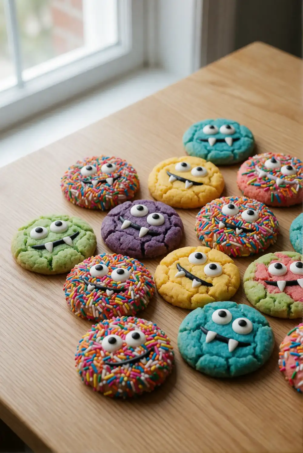 Monster Cookies with Colorful Sprinkles