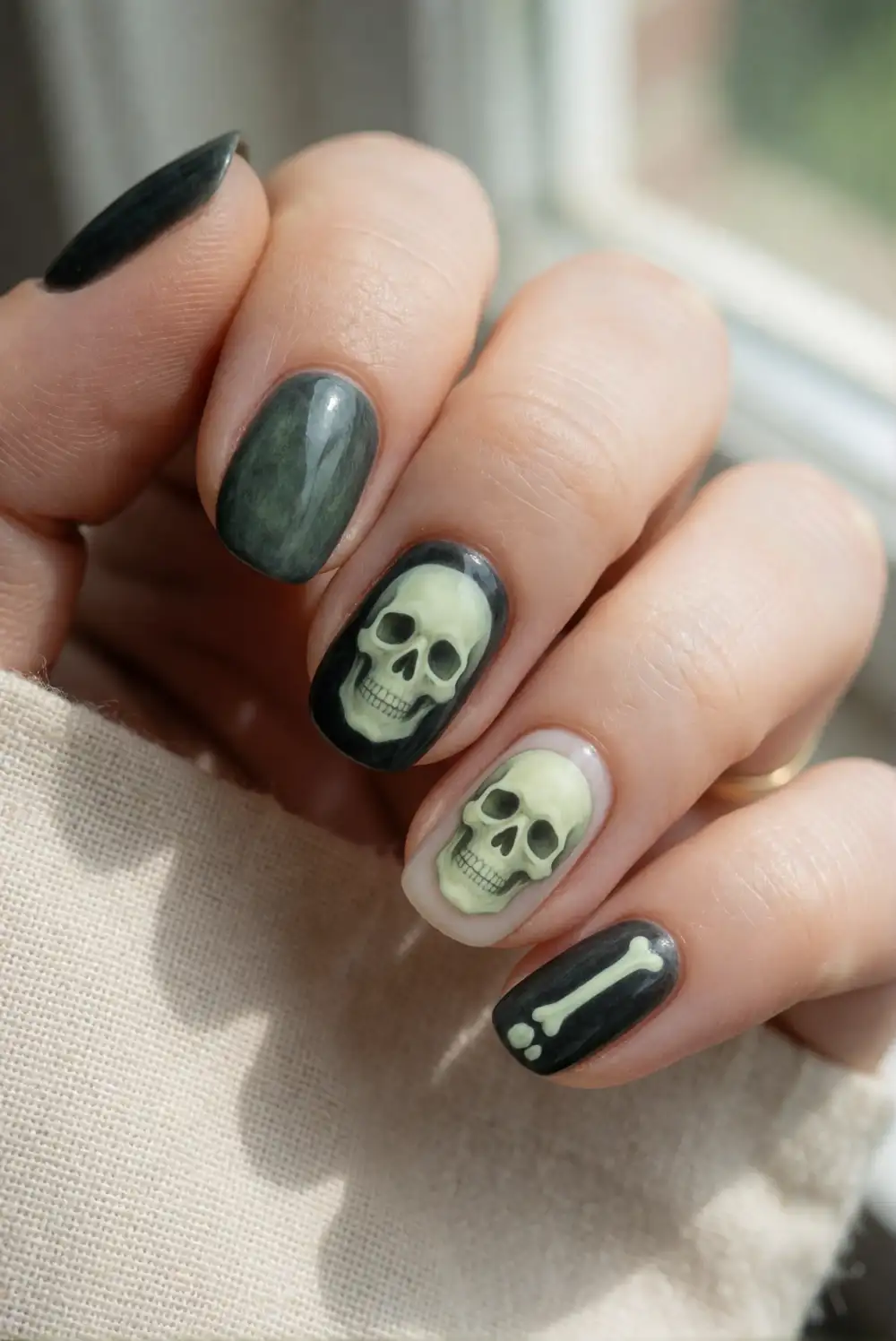 Moonlit Skeleton Nail Accents