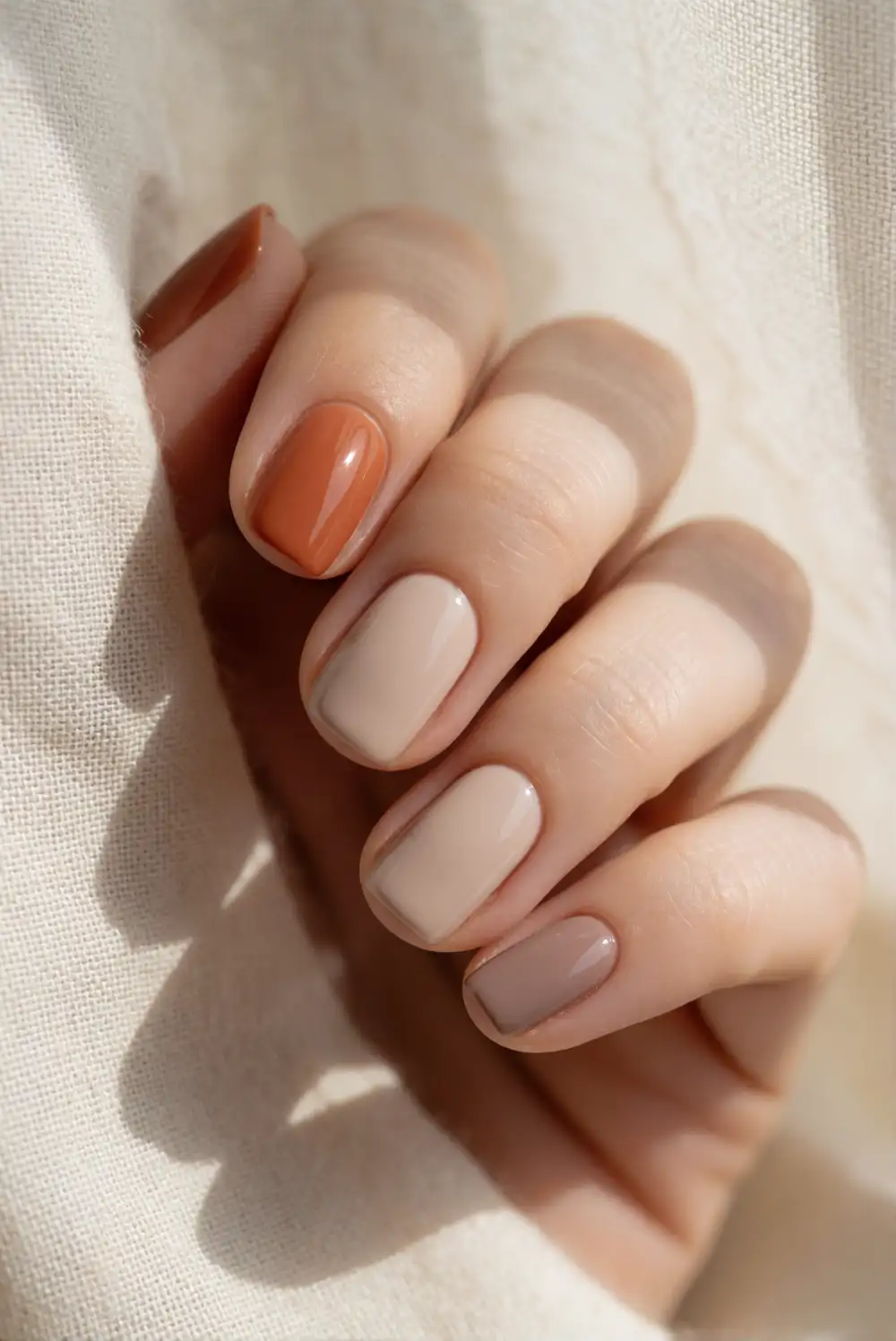 Muted Pumpkin Accent Nails