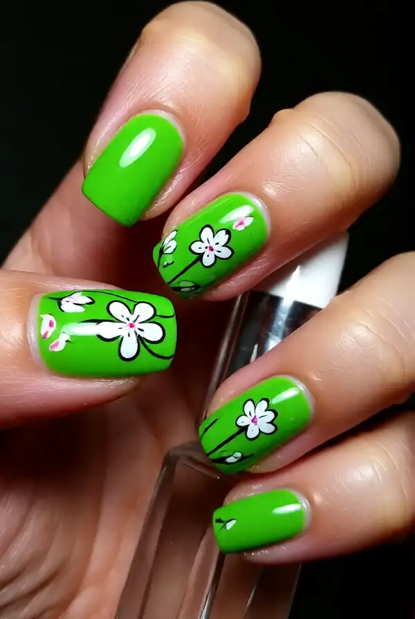 Nature-Inspired Floral Nails
