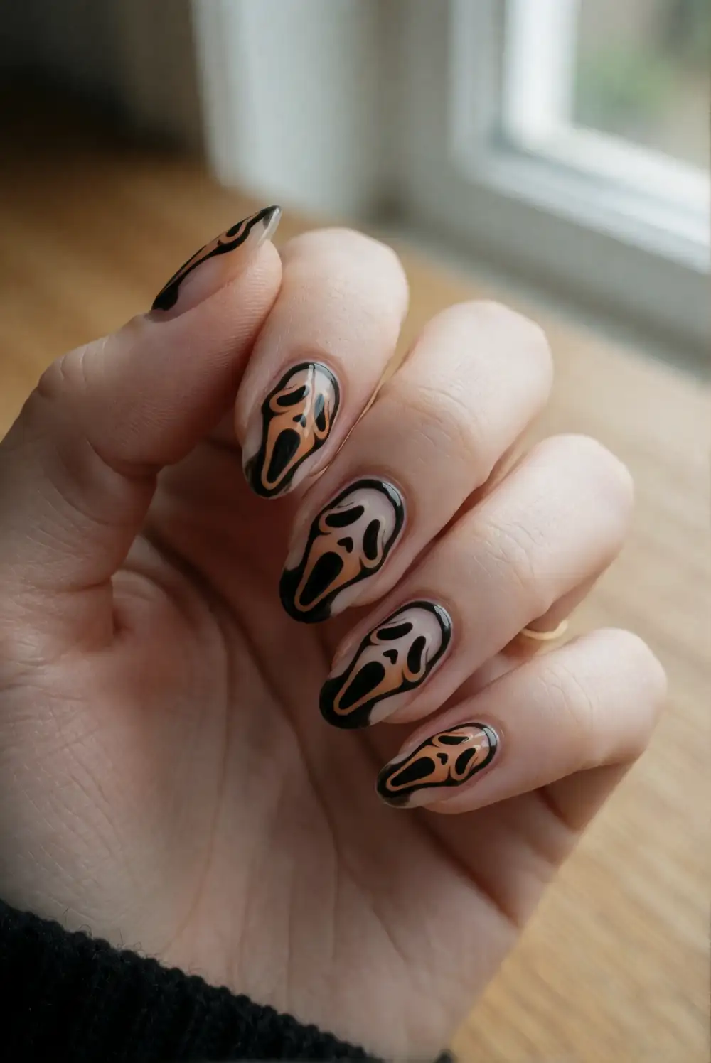 Negative Space Ghost Face Nails