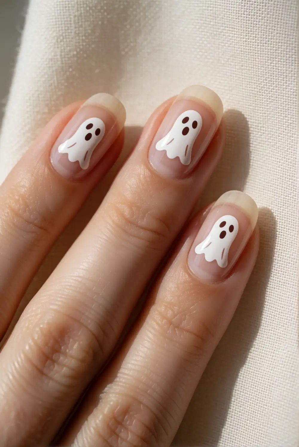 Negative-Space Ghost Faces on Clear Polish