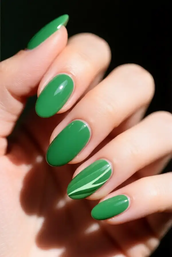 Negative Space Green Nails