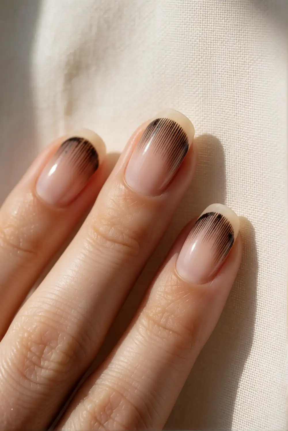 Negative Space Nails with Fine Black Webs