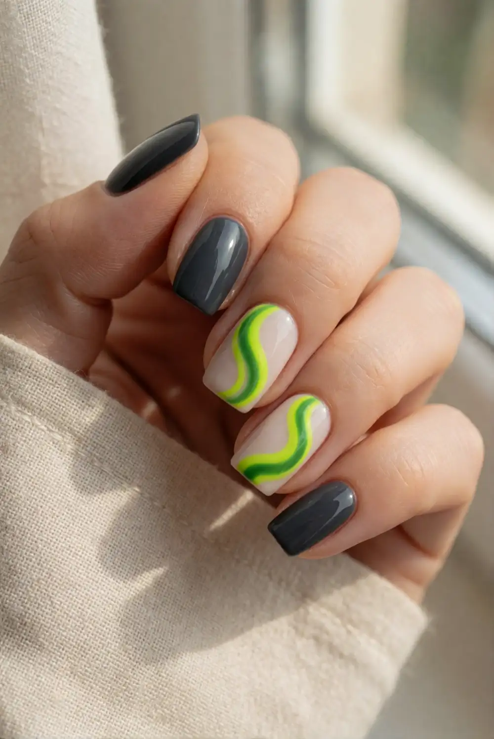 Neon Green Accent Swirls