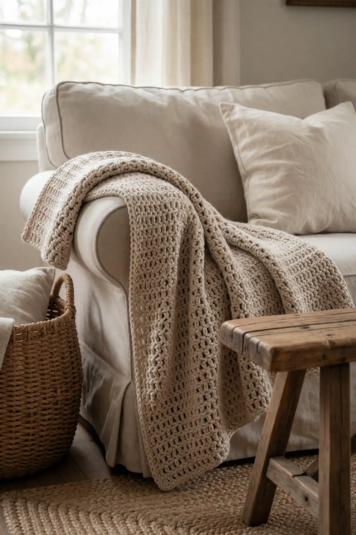 Neutral Throws for Sofas and Benches