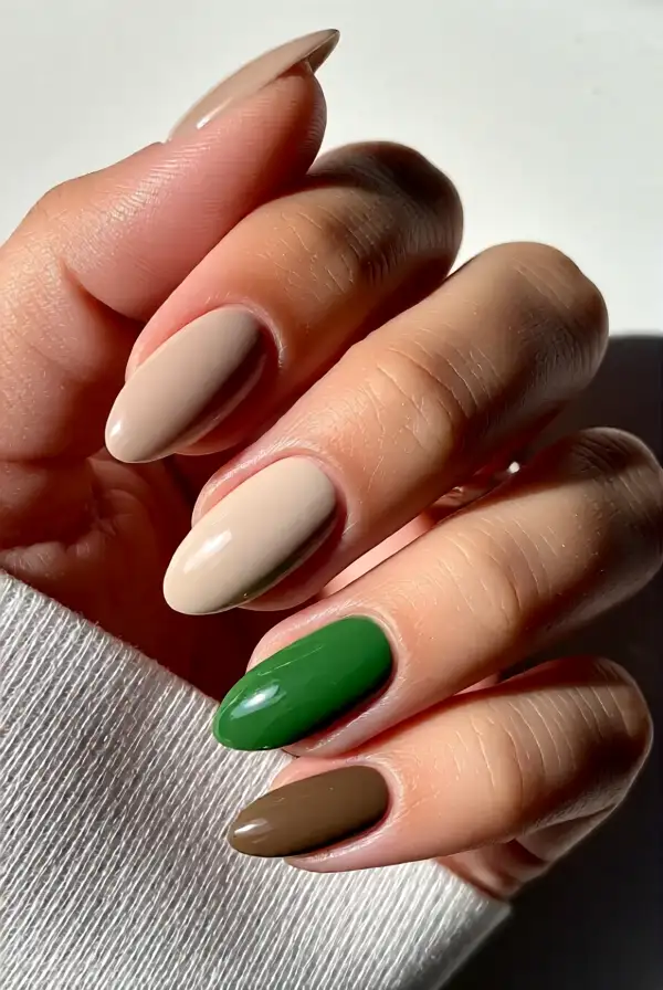 Neutral Tones with Green Accent