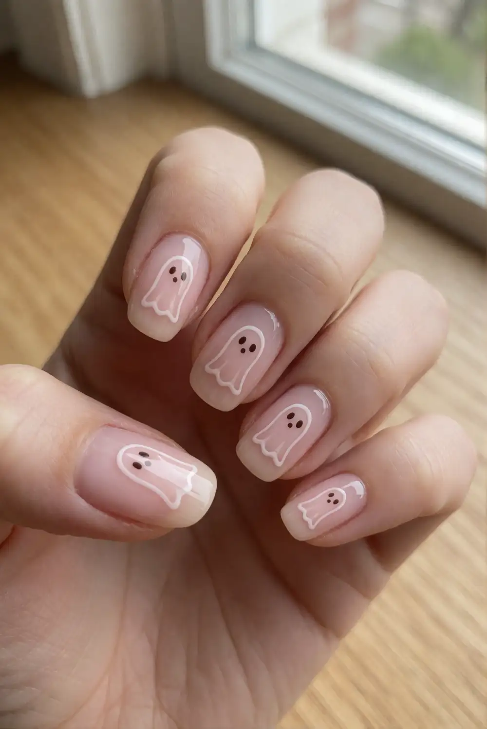 Outlined Ghosts on Sheer Pink