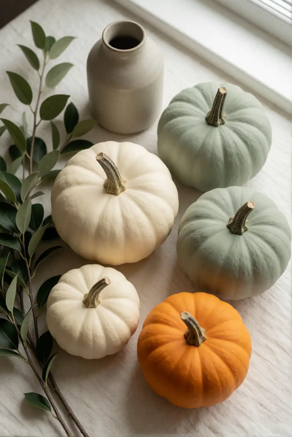 Paint Neutral Pumpkins for the Mantel