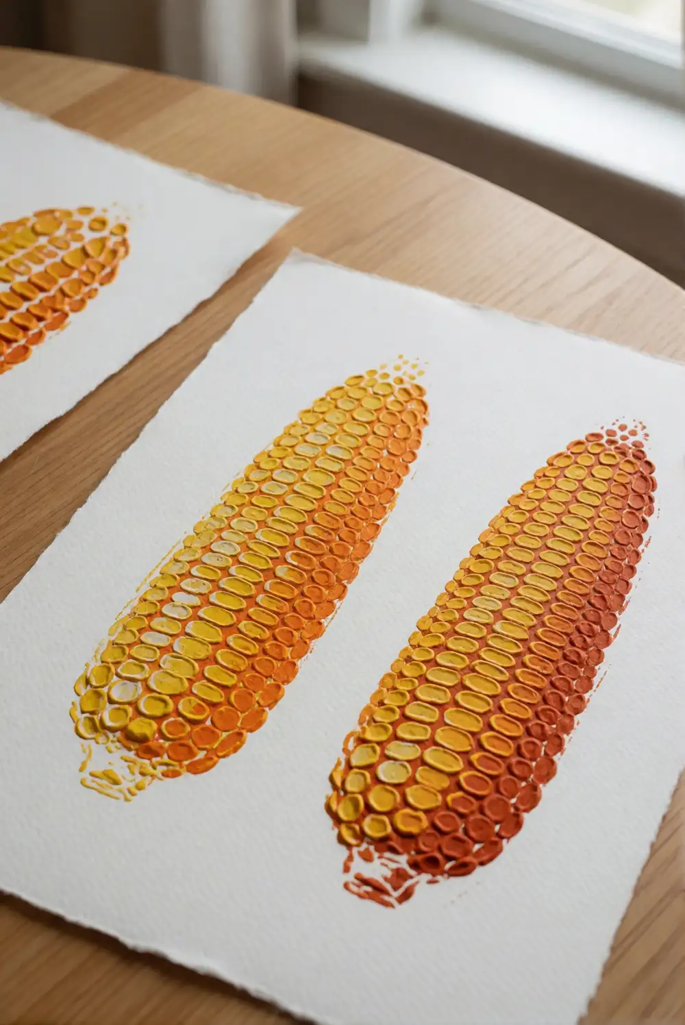 Painted Corn Cob Prints