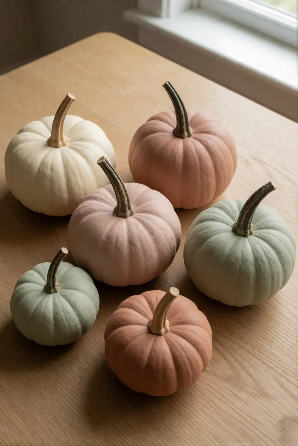 Painted Mini Pumpkins in Soft Autumn Colors