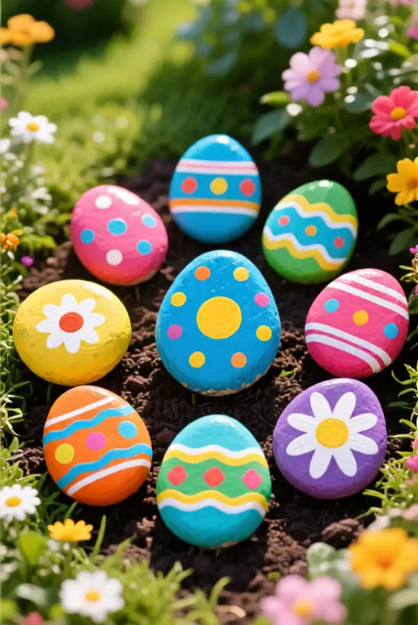 Painted Rocks as Easter Decorations
