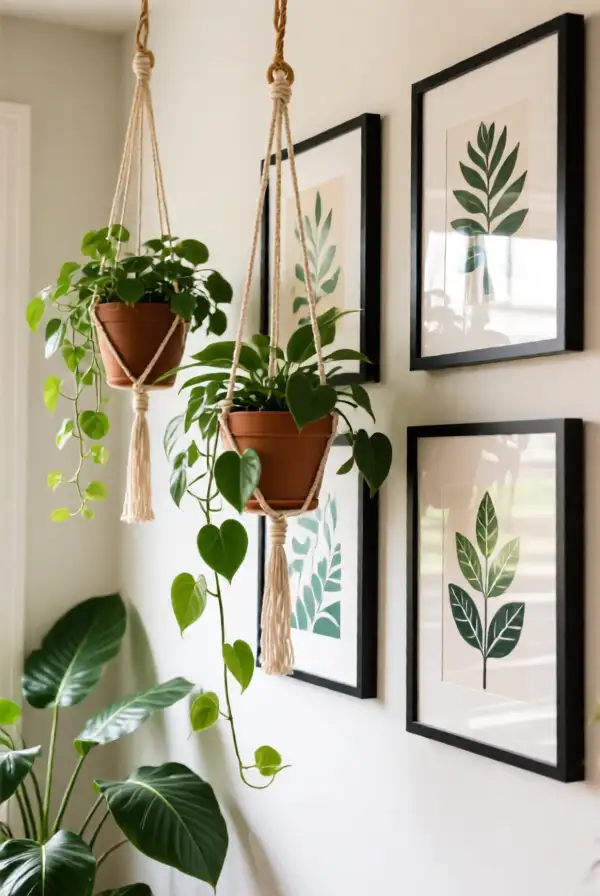 Pairing Hanging Plants with Wall Art