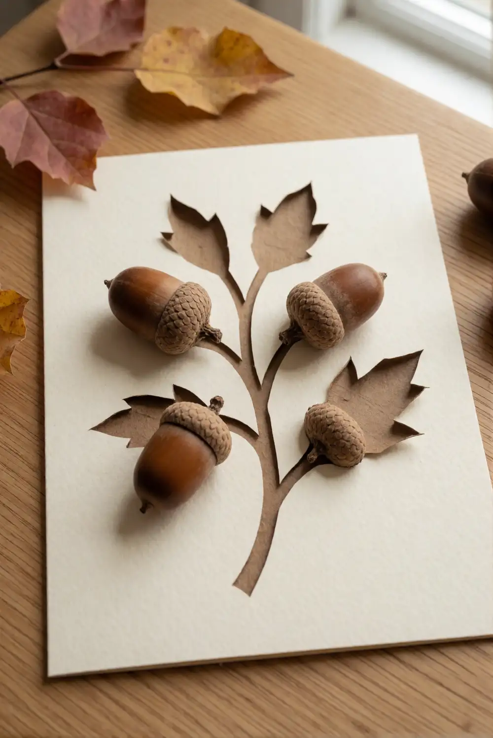 Paper Acorn Branch Art