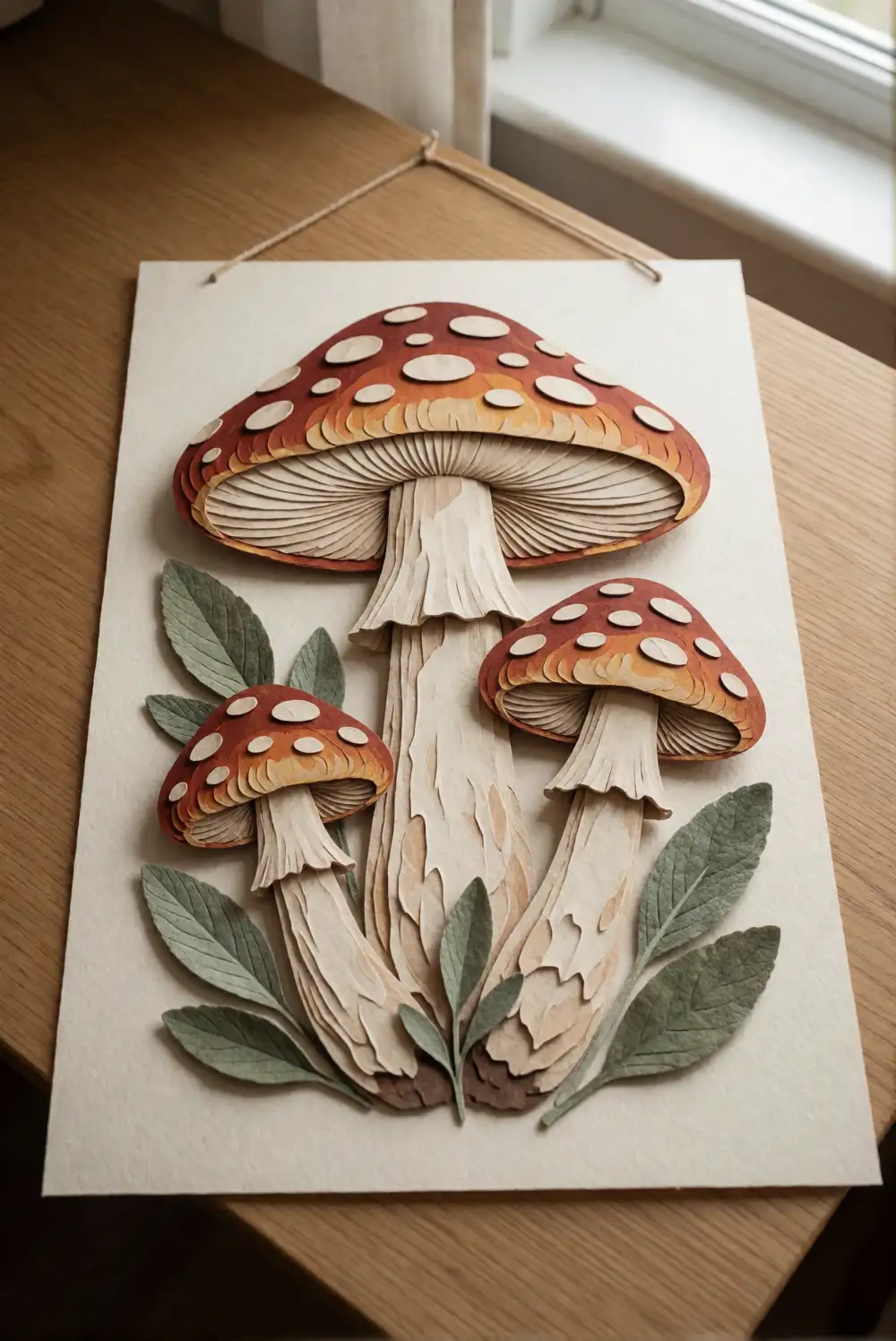 Paper Mushroom Forest Wall Hanging