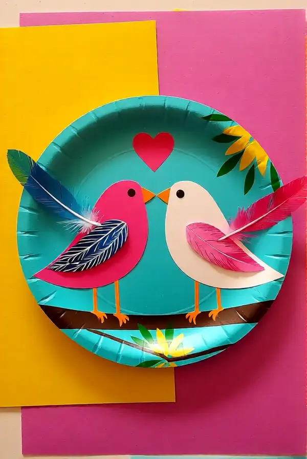Paper Plate Love Birds