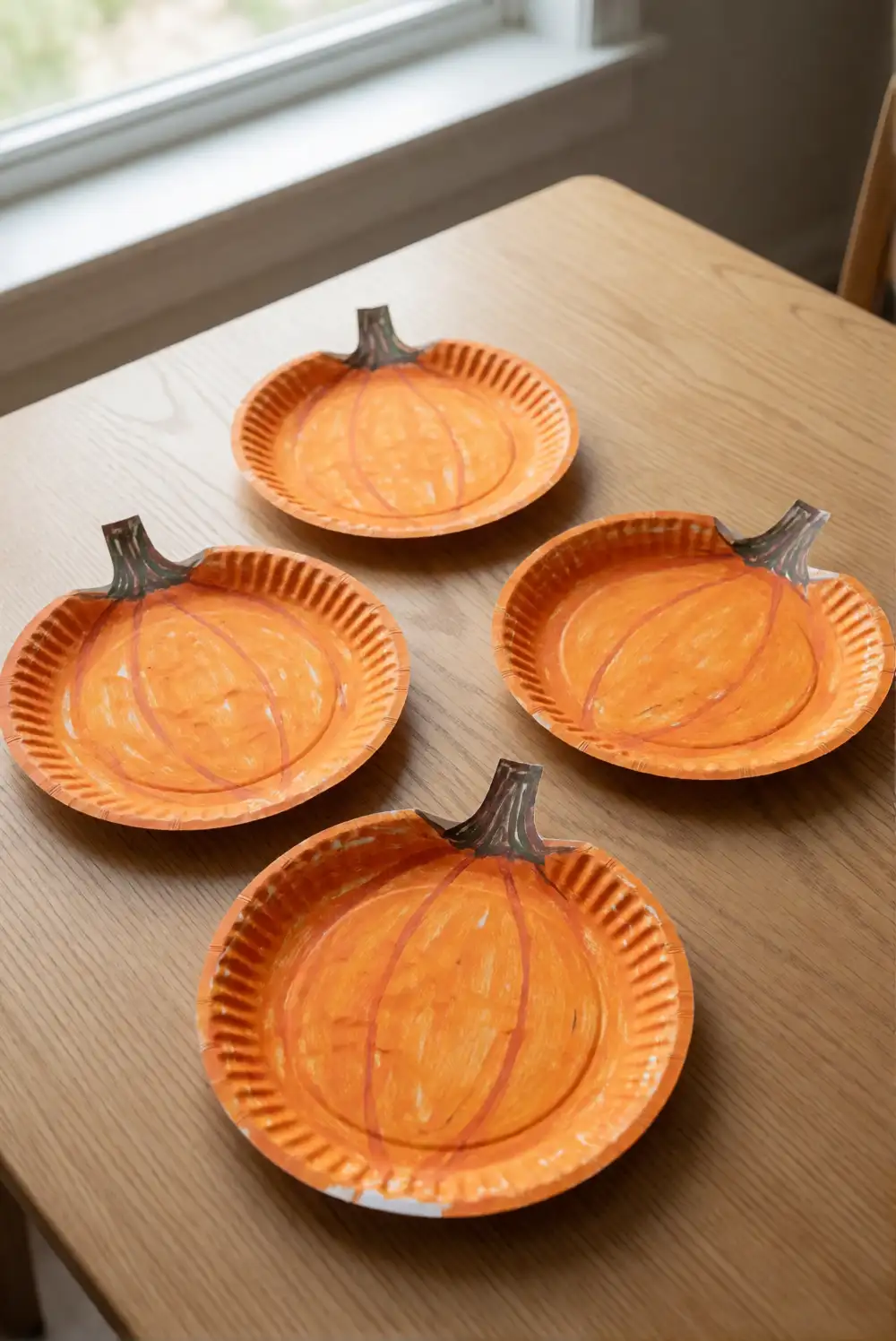 Paper Plate Pumpkin Suncatchers
