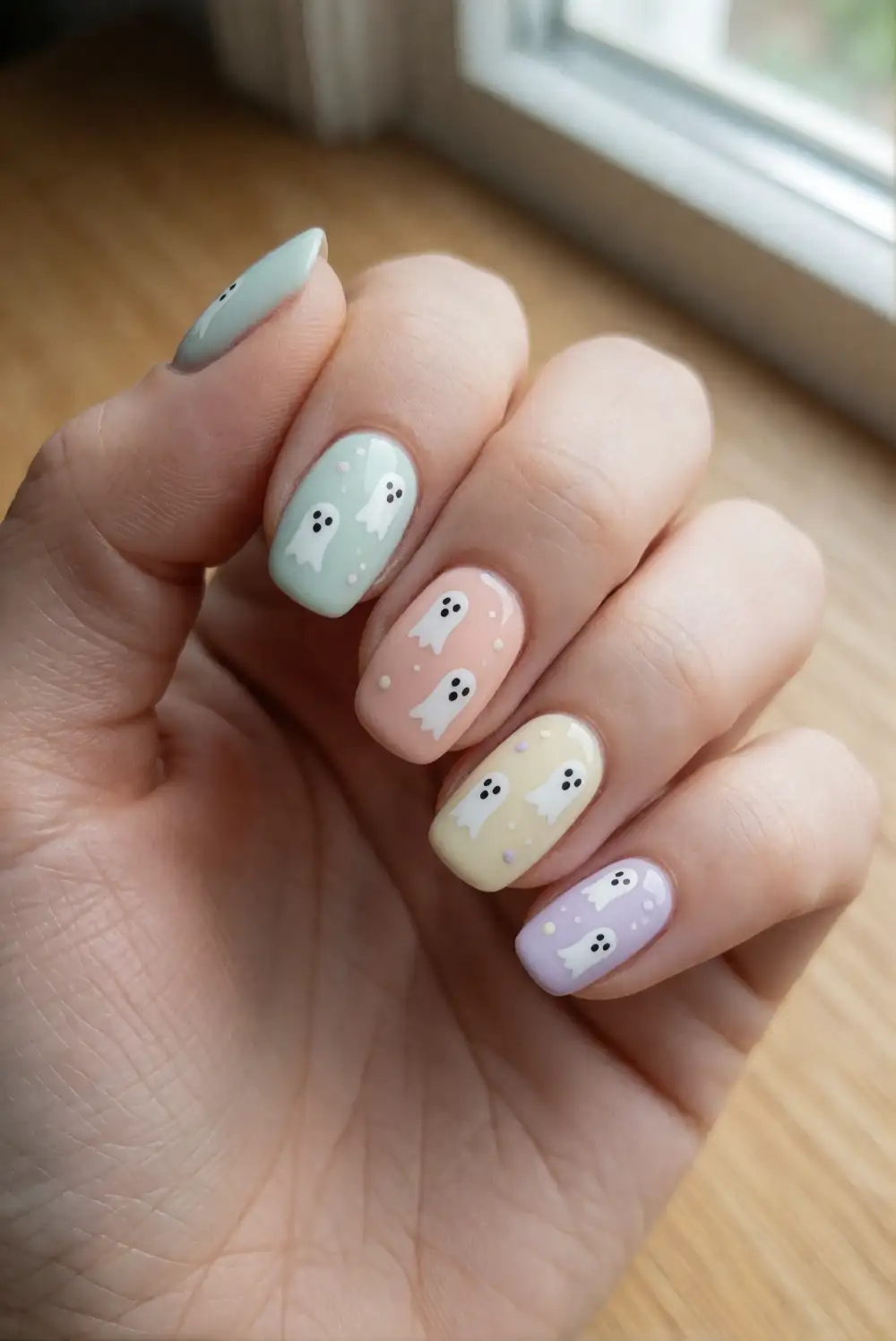Pastel Ghost Confetti Nails