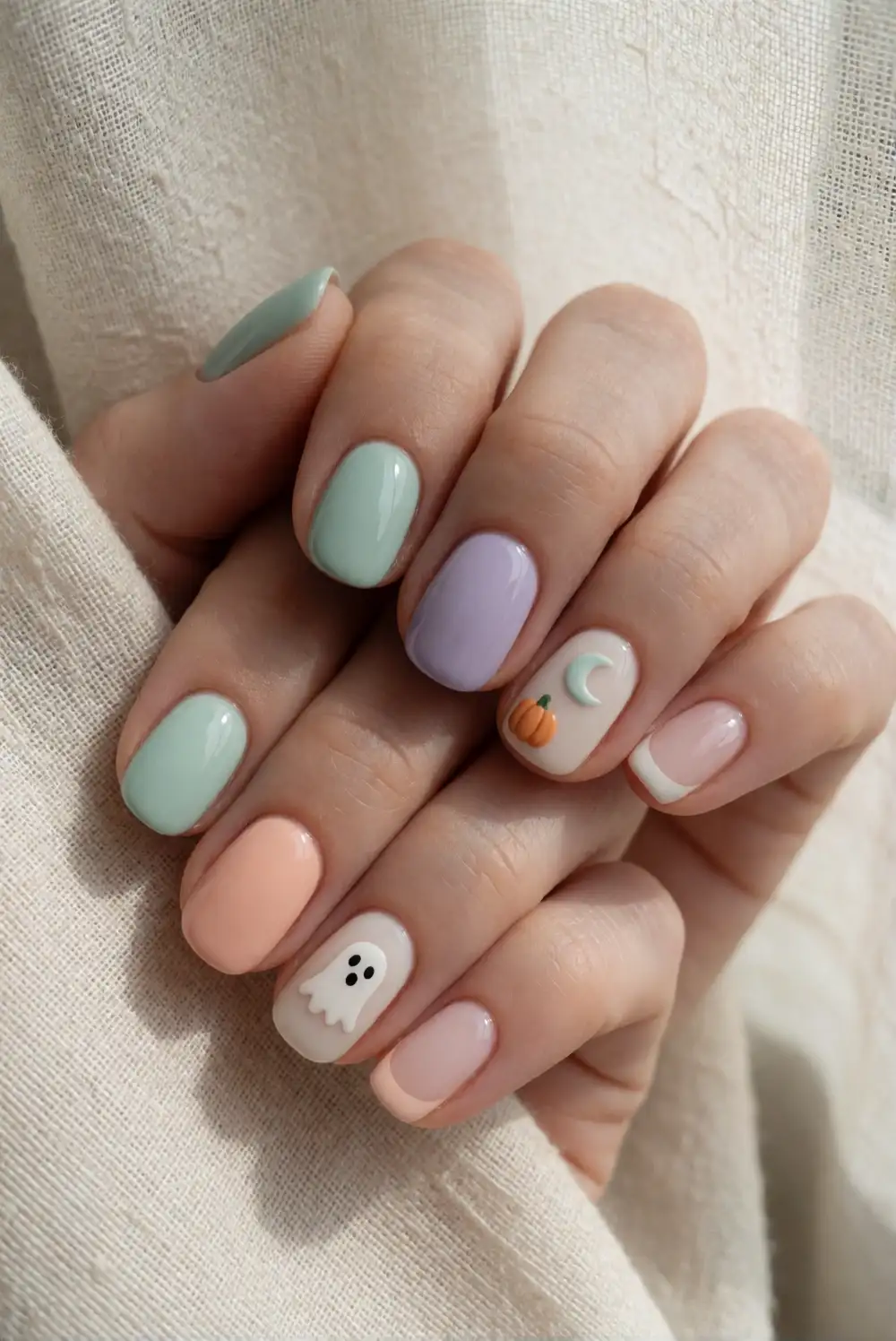 Pastel Halloween Mix-and-Match Nails