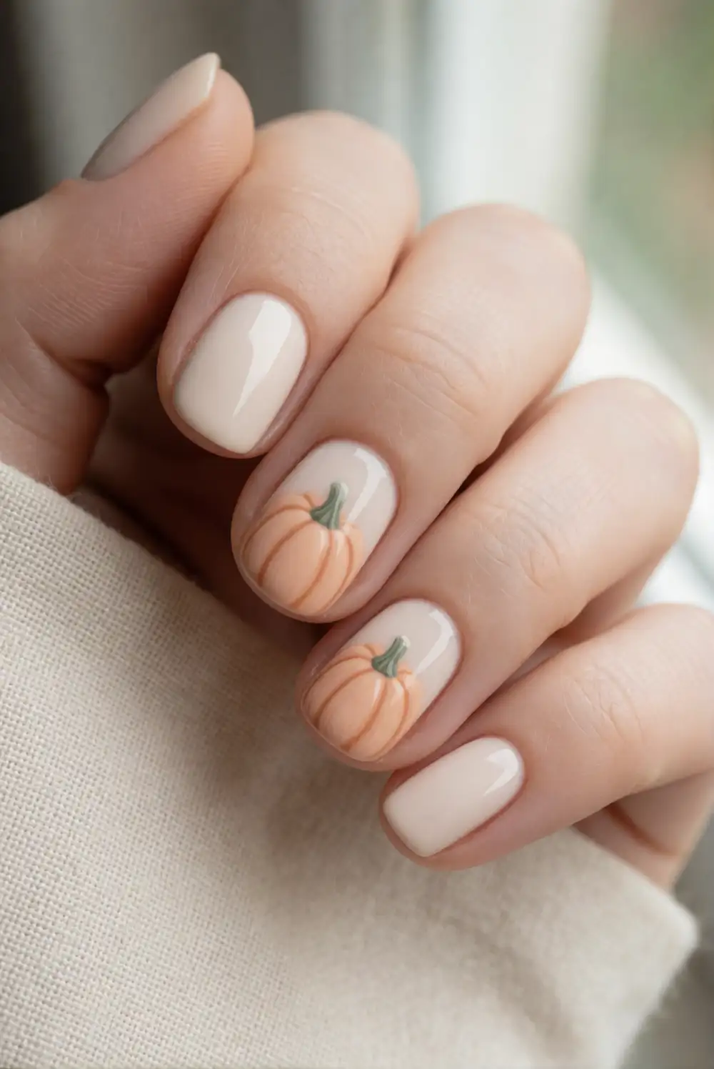 Pastel Pumpkin Accent Nails