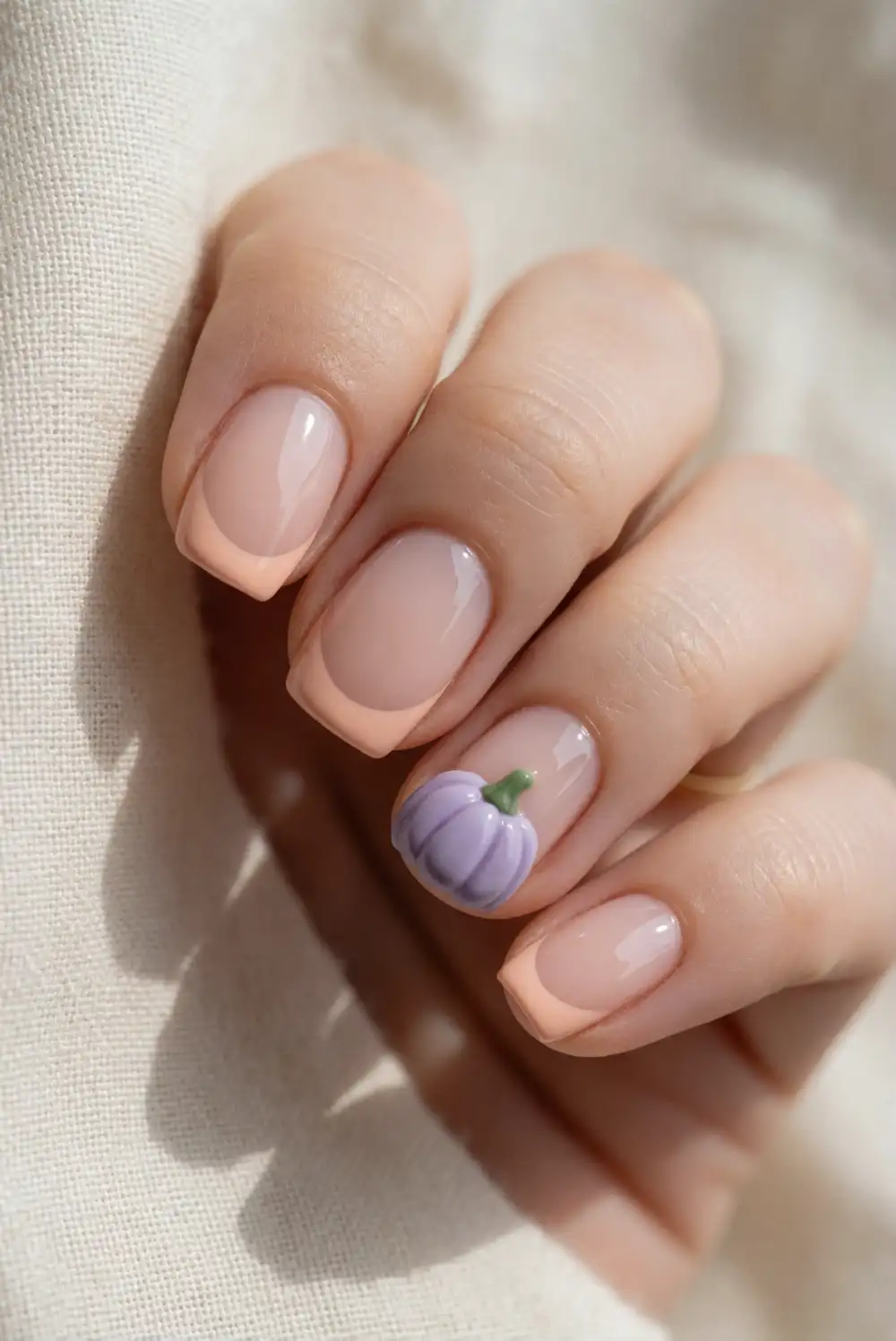 Pastel Pumpkin French Tip Nails