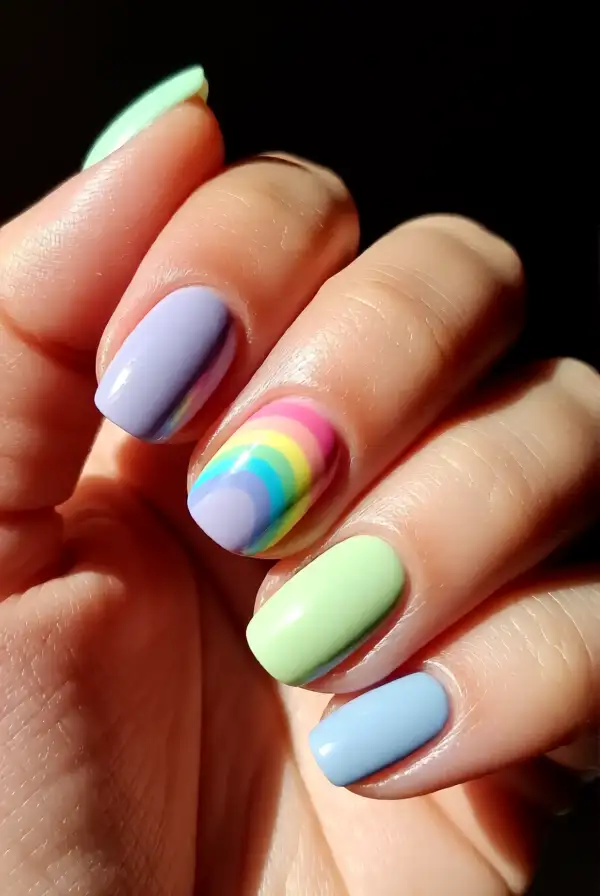 Pastel Rainbow Nails