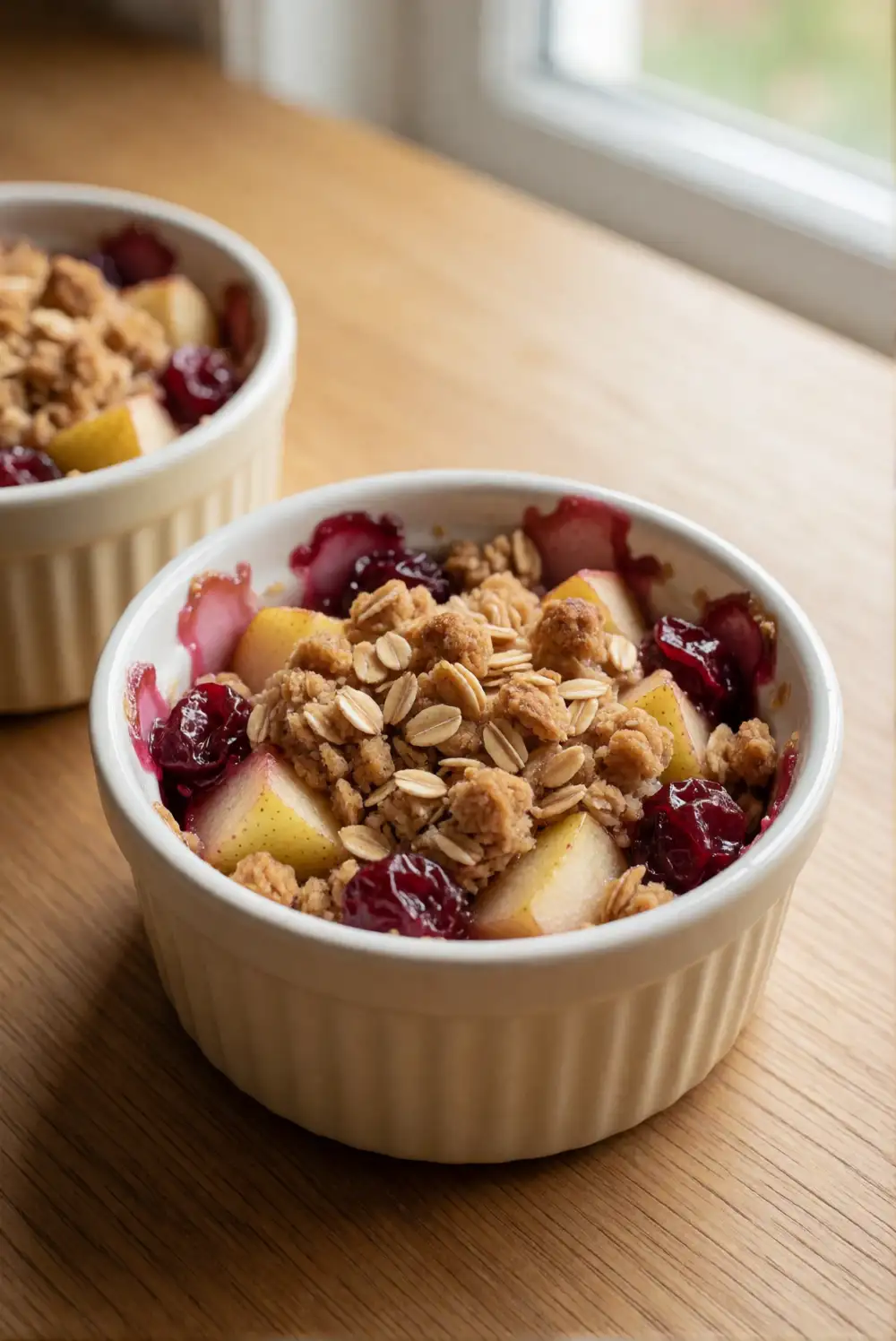 Pear and Cranberry Crumble Cups