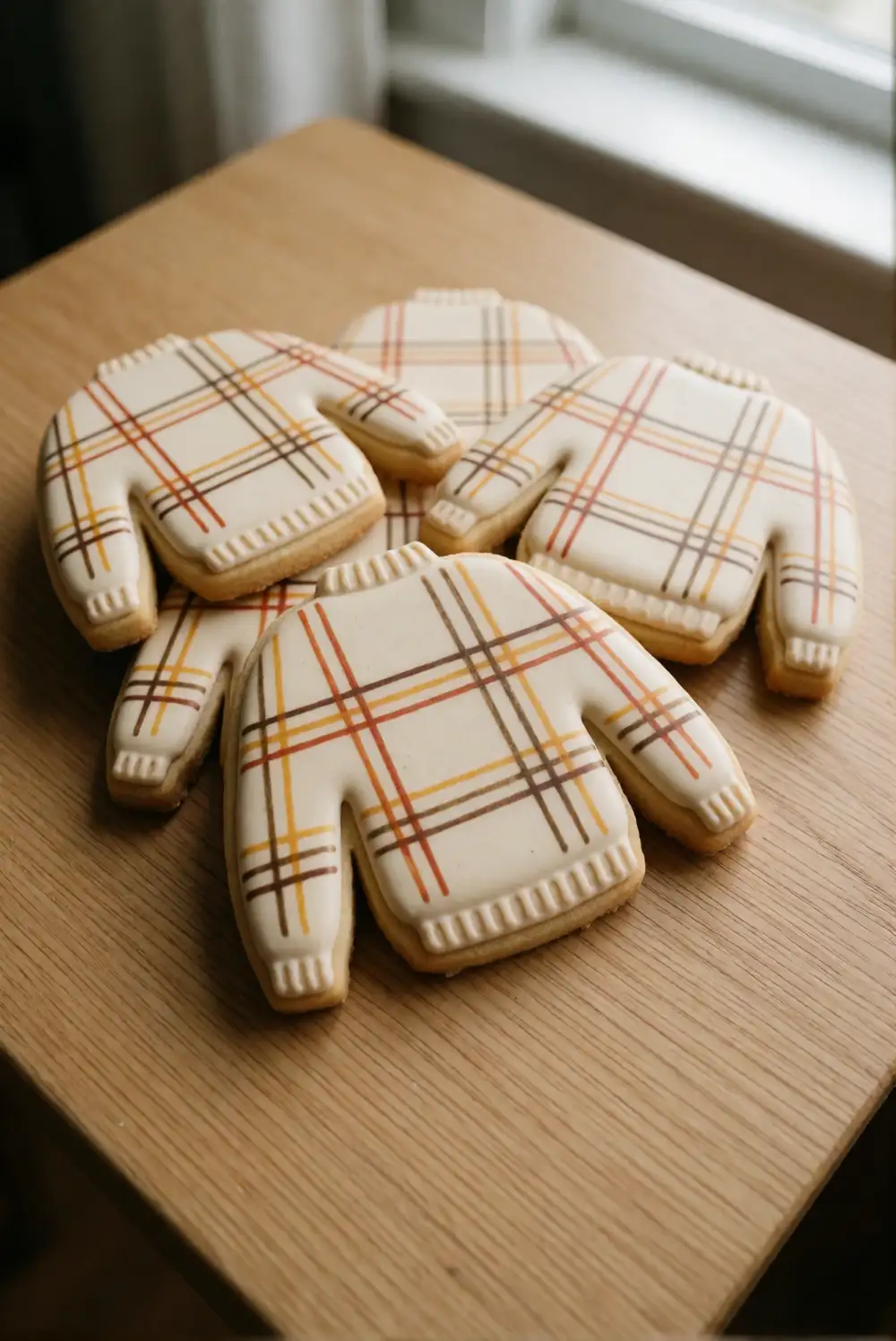 Pipe Cozy Plaid Patterns onto Sweater Cookies