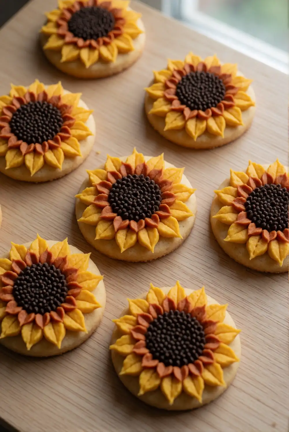 Pipe Sunflower Cookies in Golden Fall Colors