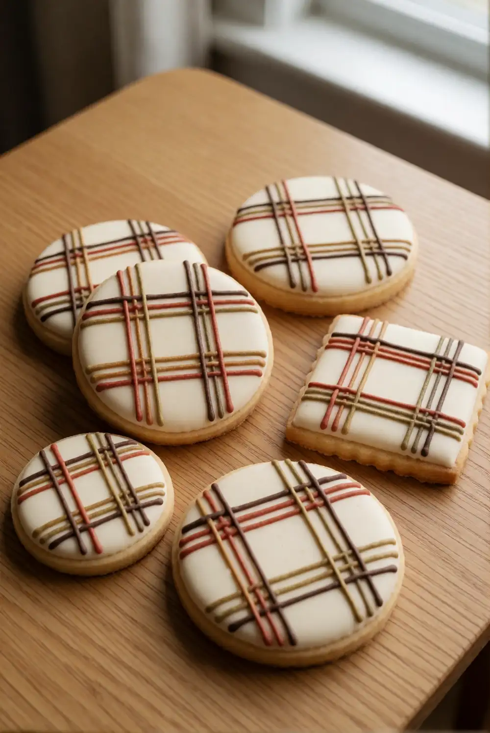 Plaid Iced Fall Cookies