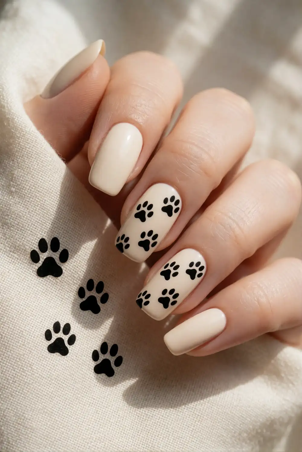 Playful Cat Paw Print Nails
