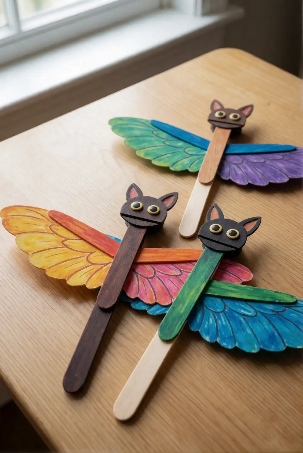 Popsicle Stick Bat Puppets