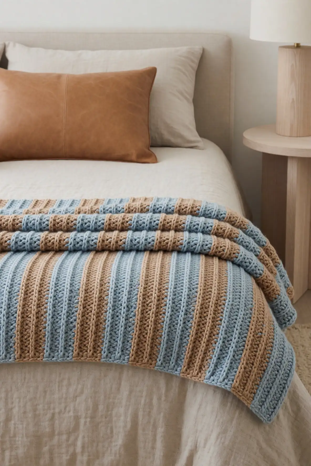 Powder Blue and Warm Camel